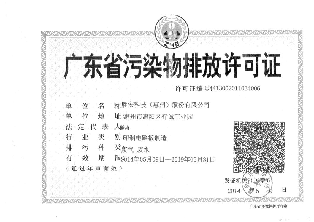 信息公开：304.cam永利科技2015-2019年排污许可证